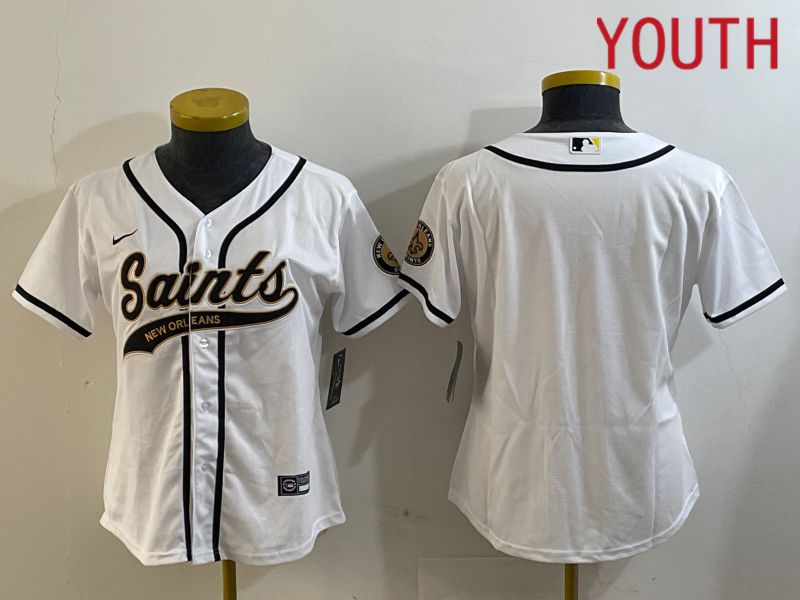 Youth New Orleans Saints Blank White Joint Name 2024 Nike Limited NFL Jersey style 1